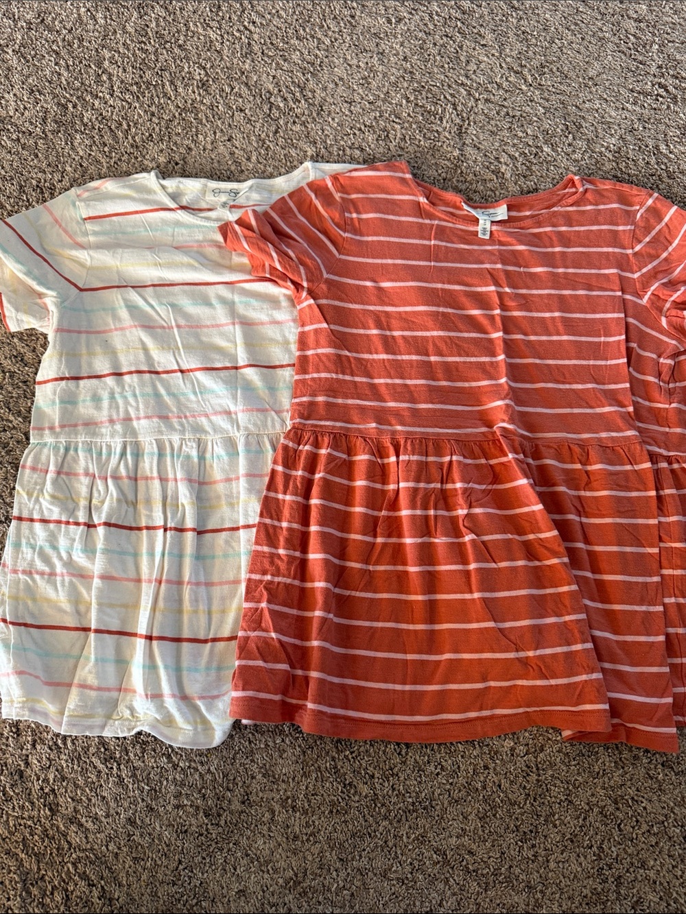 Jessica Simpson Maternity Striped Short-Sleeve tops in Orange and Cream